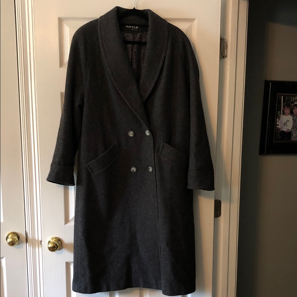 Aurelia Charcoal Double-Breasted Shawl-Collar Trench Coat